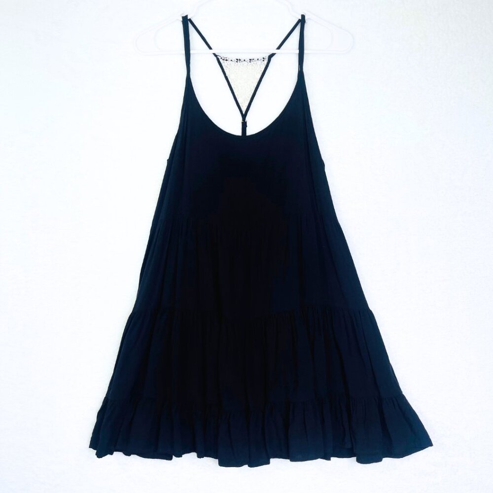 Vintage Havana | Strappy Racerback | Mini Black Dress - Size Medium